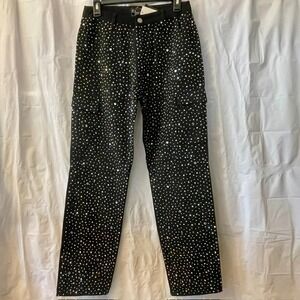 Hot & Delicious All Over Rhinestone Studded Cargo Pants Glam Streetwear Sz M NEW